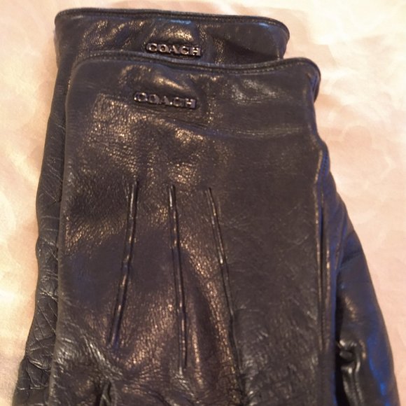 Men's Designer Coach Fine Black Leather Driving Gloves - Picture 5 of 7